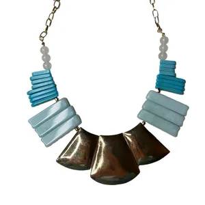 Noir Concho Turquoise White Choker Necklace & Gold Round Earrings Brand New thumbnail 3