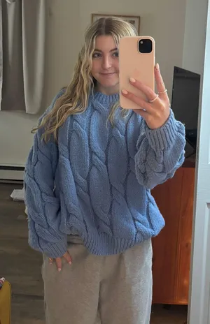 Pretty Little Thing Blue Chunky Knit Sweater thumbnail 1
