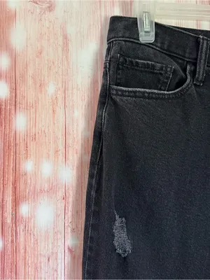 SO Black High Rise Distressed Raw Hem Ankle Length Mom Jeans Size 11/30 thumbnail 4