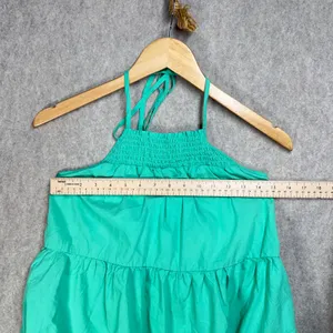 American Eagle Green‎ Tiered Halter Mini Dress Smocked Babydoll Medium NEW Boho thumbnail 6