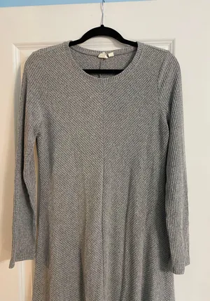 H&M Grey Ribbed Mini Sweater Dress thumbnail 2