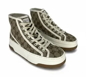 Gucci GG Canvas‎ Platform High Top Sneakers Beige Size 37.5 thumbnail 1
