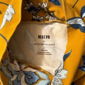 Anthropologie Maeve Mustard Yellow Floral Printed Mock Neck Turtleneck Large thumbnail 4