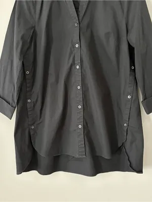 J.Jill Black Button Front Shirt High Low Tunic 3/4 Sleeve 100% Cotton Size M thumbnail 4