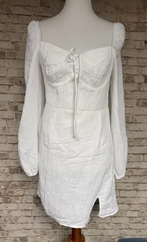 Princess Polly‎ Exclusive Alena Mini Dress in White. Sz 8 Long Puffy Sleeve thumbnail 1