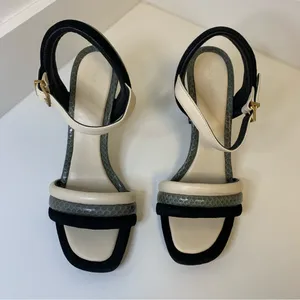 Tory Burch Puffed Up Suede and Snakeskin Embossed Leather Sandal NWOB Size 9 thumbnail 2
