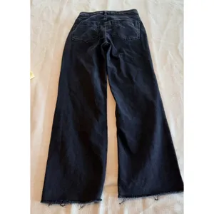 Pilcro Anthropologie Jeans Womens 26 Black High Rise Wide Leg Raw Hem Cropped thumbnail 3