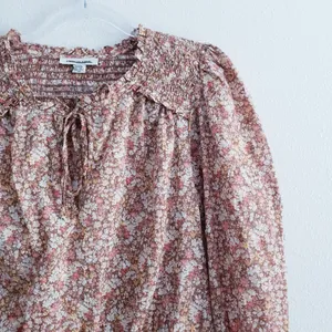 American Eagle Ditsy Floral Smocked Long Sleeve Peasant Blouse thumbnail 3