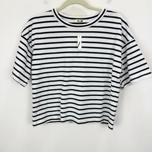 Madewell Everyday Boxy Crop Tee Short Striped Cotton White Relaxed XXS NWT thumbnail 6