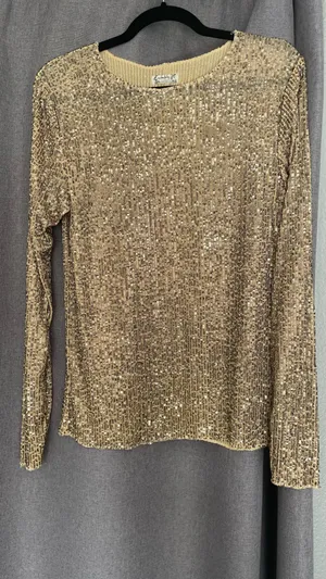 Free People gold sparkle long sleeve top thumbnail 2