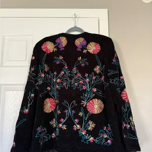 Julia Kim Floral Fully Embroidered Beautiful Blazer Jacket Vintage 90s thumbnail 10