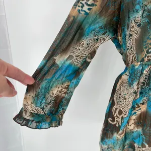 Notations Chiffon Y2K Babydoll Tunic Womens Top Sz L Y2K Boho Ruffle Festival thumbnail 5