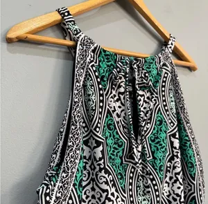 White House | Black Market SALE! Green Patterned Maxi Dress Size M EUC thumbnail 6