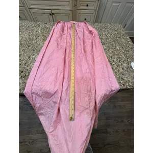 Vintage 80's Puff Sleeve Pink Taffeta Dress Square Neck Off Shoulder Handmade thumbnail 7