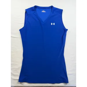 Under Armour HeatGear Royal Blue V-Neck‎ Compression Tank Top Large RN 96510 thumbnail 2