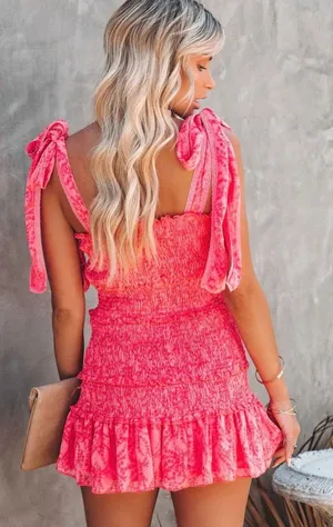 Vici Pink Floral Smocked Mini Dress thumbnail 3