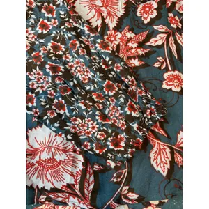 Band of the Free Blue Red Floral V-Neck Long Sleeve Blouse Small NWT thumbnail 7