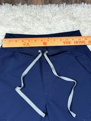 FIGS Yola Skinny Scrub Pants Women’s XS Navy Blue Yoga Waist Medical Cargo thumbnail 8
