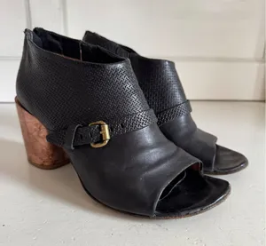A.S.98 black marbled block heel peep toe ankle booties‎ size 40 (US 9-9.5) thumbnail 1