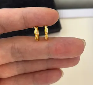13mm CZ Small Hoop Earrings for Men Women Streetwear Punk Hip Hop Unisex Earring thumbnail 1