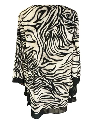 Alfani Women’s XL Zebra Print Chiffon Trim Tunic Top V-Neck Bell Sleeve thumbnail 3
