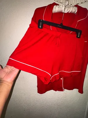 Auden Red Short Sleeve Pajama Top with White Piping Accent thumbnail 5