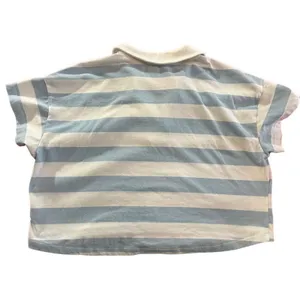 Altar’d State Womens Medium Cropped Rugby Polo Shirt Blue‎ & White Striped thumbnail 4