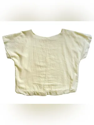 Dylan Clothing Sundance Catalog Butter Yellow Bubble Hem Cotton Top XS thumbnail 6