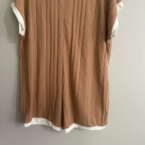 ASOS Design Contrast Collar Oversized Rib Romper In Brown thumbnail 12