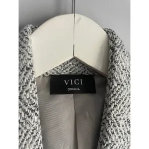 Vici Grey‎ Tweed Car Coat Pockets Minimalist Small Lined Peacoat Neutral Classic thumbnail 2