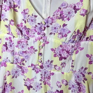 For Love & Lemons Atlanta Puff Sleeve Button Mini Dress Purple Floral S thumbnail 4