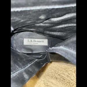 L.K.‎ BENNETT Black Leather Skinny Buckle Knee high Tall Quilted Riding Boots 38 thumbnail 5