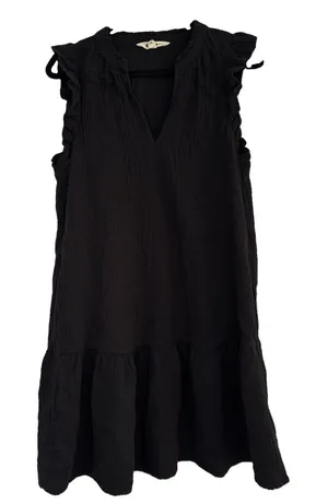 Boden Dress Womens Size 8 Black Muslin Crinkle Gauze Sleeveless Short thumbnail 1
