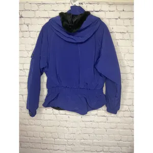 Black Bear Women's Blue Hooded‎ Jacket Snap Button Up Puffer Coat Size 12 thumbnail 2