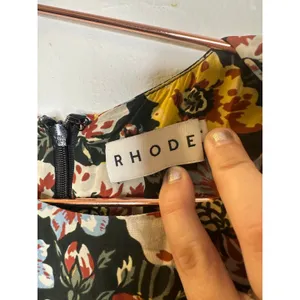 RHODE Black White Yellow Floral Lulani Crew Neck Short Sleeve Cocktail Dress 2 thumbnail 16