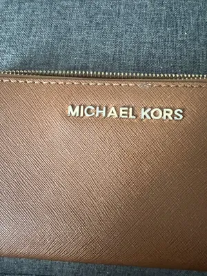 Michael Kors Tan Leather Zip Wallet with Gold Logo thumbnail 2