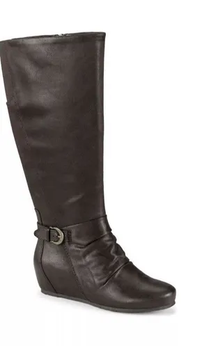 Baretraps Sammy Tall Wedge Boots Black Wide Calf NIB Women’s Size New 9.5W thumbnail 1