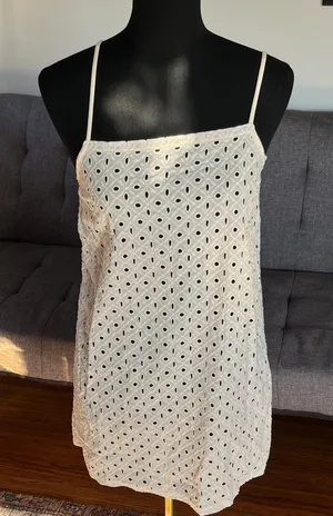 Vitamin A Cream Eyelet Coverup/Dress Size Medium thumbnail 1
