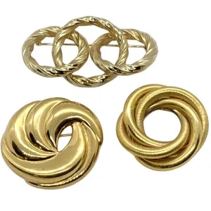 Vintage Lot of 3‎ Gold Tone Pin Brooch Circular Round Napier Interlocking Circle thumbnail 1