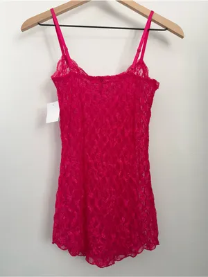 Charlotte Russe Medium NEW Hot Pink Lace Top Slim Fitted Y2K Rave Festival thumbnail 5