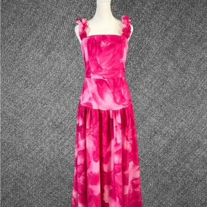 Pink And White Floral Ruffle Strap Dress thumbnail 2