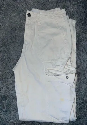 Zara Women Off-White Cargo Pants size 4 thumbnail 1