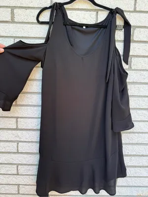 Andree by Unit Black Cold-Shoulder Tie-Strap Dress - Women's thumbnail 3