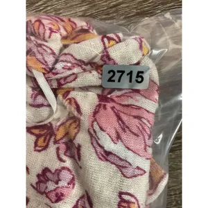 Haute Hippie Style Womens Top Floral Linen Button Back Cap Sleeve Pink Medium thumbnail 5
