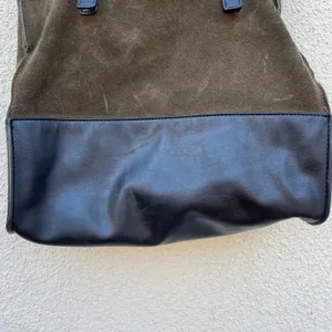 Zara Basic Collection Olive Brown Suede & Black Leather Tote Bag thumbnail 3
