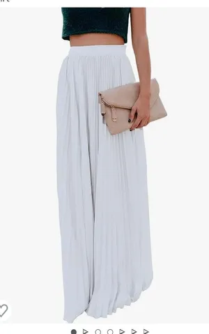 High Waisted Flowy Pleated Chiffon Maxi White Skirt size Medium women's … thumbnail 1