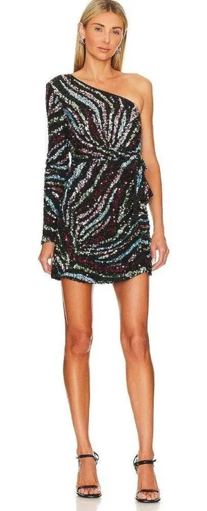 Show Me Your Mumu Shimmy Mini Dress in Starbust Sequins Medium New Womens thumbnail 1