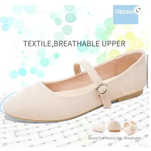 NWT ~ Women's Beige Mary Jane Round Toe Ballet Flats Dressy Fabric Shoes Size 10 thumbnail 3