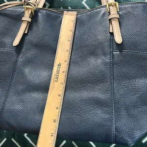 Michael Kors Deep Blue Saffiano Leather Over Shoulder Handbag with Gold Hardware thumbnail 15