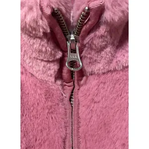 J.Crew Faux Fur Vest Women's Small Pink Full Zip Mock Neck Plush Fleece thumbnail 4